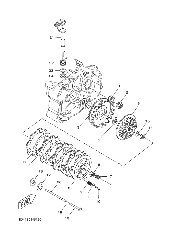 Vue éclatée EMBRAYAGE pour MOTO YAMAHA DT 50 2009 MA BLUE - 14P7 -  Pièces d’origine
