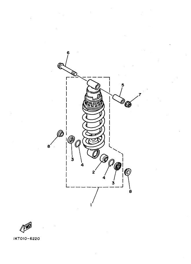 Vue éclatée SUSPENSION ARRIERE pour MOTO YAMAHA TZR 250 1987 WHITE - 2MA -  Pièces d’origine