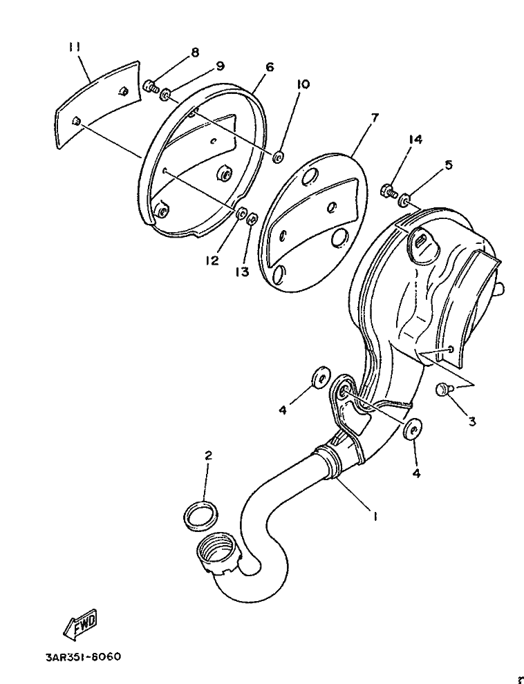 Vue éclatée ECHAPPEMENT pour CYCLO YAMAHA CHAPPY 50 1990 YAMAHA BLACK - 3WH1 -  Pièces d’origine