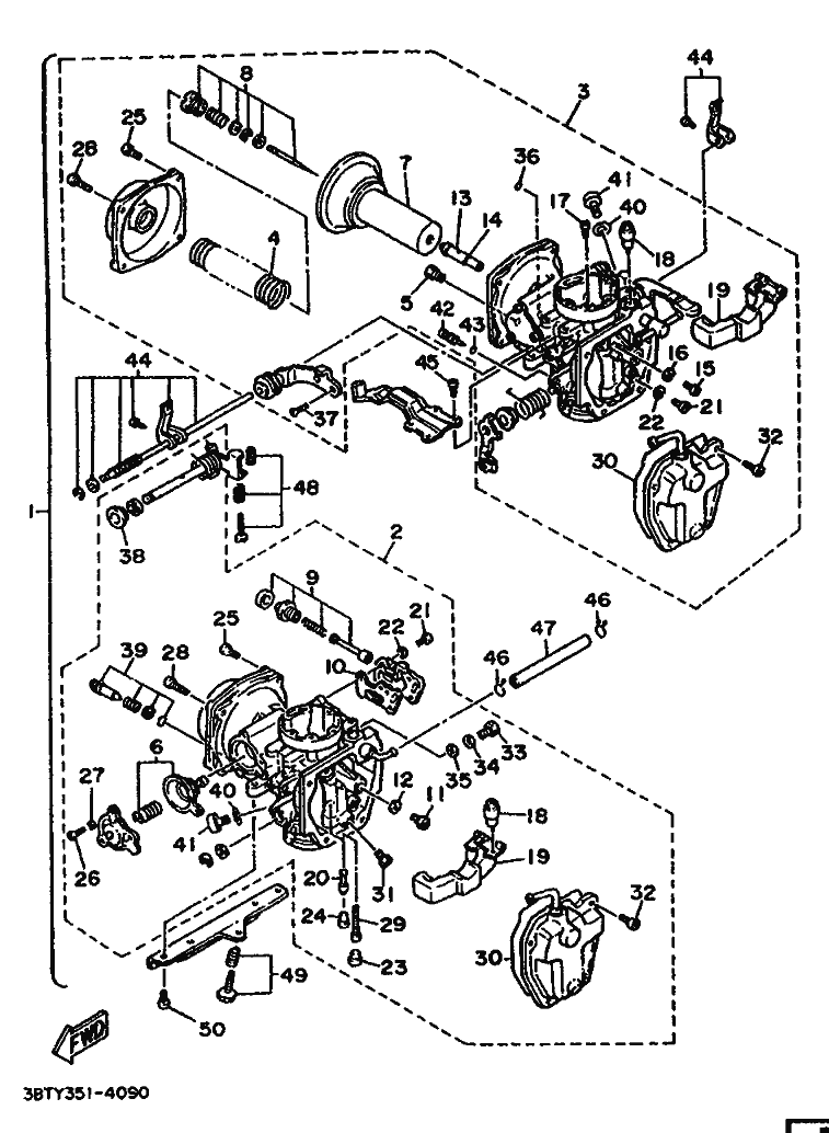 Vue éclatée CARBURATEUR pour MOTO YAMAHA VIRAGO 535 1994  - 4KU1 -  Pièces d’origine