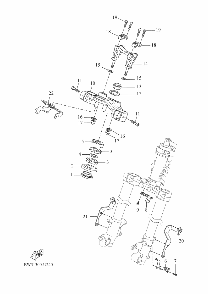 Vue éclatée DIRECTION pour MOTO YAMAHA TENERE 700 2021 MAT DARK GRAY METALLIC 6 - BEH1 -  Pièces d’origine