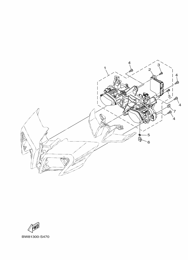 Vue éclatée PHARE pour MOTO YAMAHA MT-10 2020 MAT DARK GRAY METALLIC 6 - B67S -  Pièces d’origine